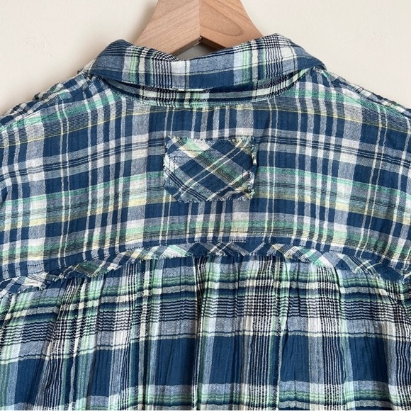 Free People First Bloom Plaid Top Blue Size XS Retails $78 - Picture 10 of 10